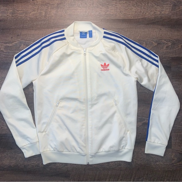 Adidas Originals Embroidered Moth Superstar Jacket Blue/Red Women's Size Medium - Picture 2 of 9